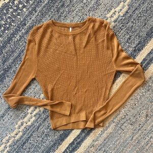 Free People Gold Knit Stretchy Top